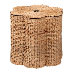 bali & pari Della Woven Seagrass Laundry Hamper - Handwoven Wicker Storage Basket with Scalloped Frame for Laundry Room or Bedroom